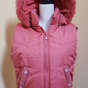 Light Orange Hoodie Puffer Vest